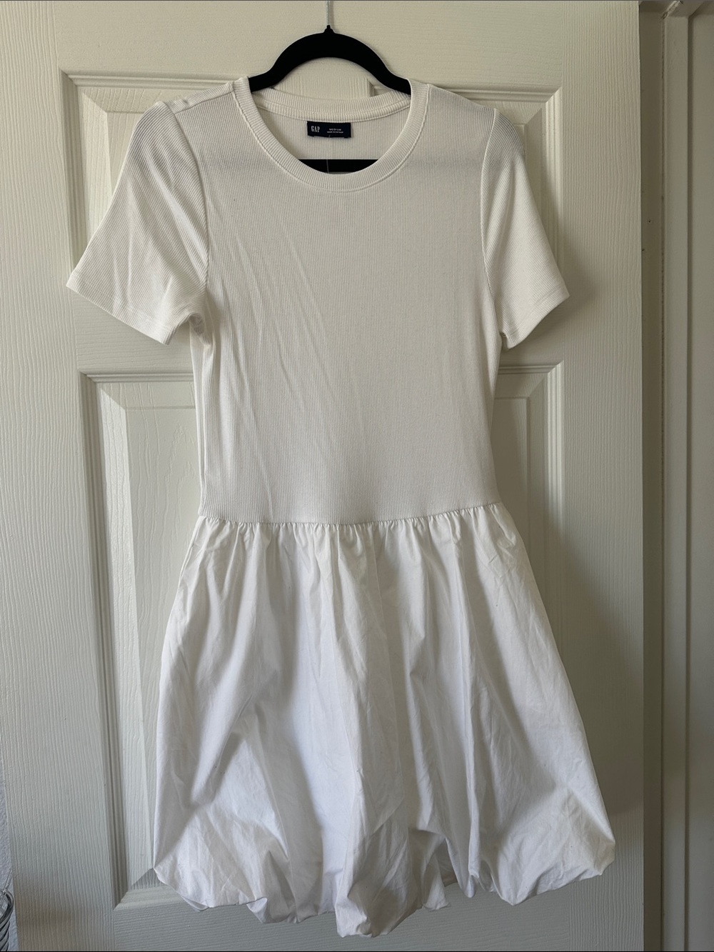 GAP Girls White Short-Sleeve Bubble Hem Dress